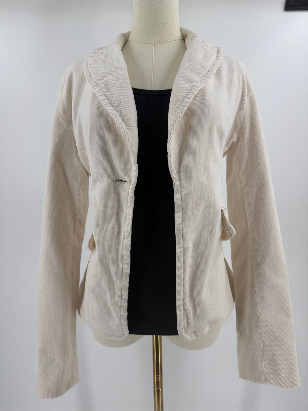 Vintage Cream Open-Front Women's Blazer Jacket